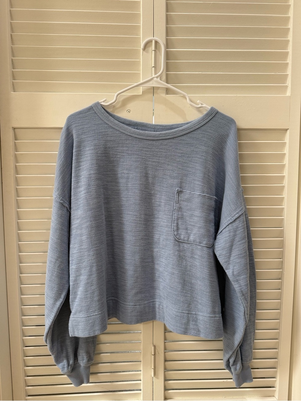 aerie Soft Blue Scoop-Neck Pocket Sweater